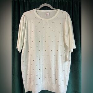 Plus White Knit Bejeweled Blouse
